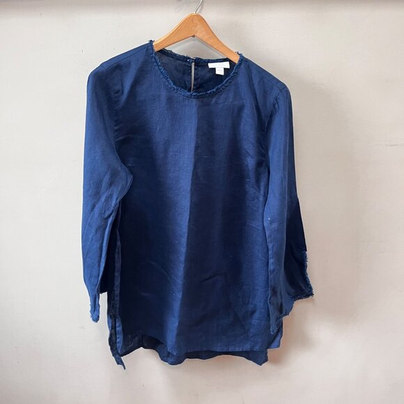 J. Jill Love Linen 100% Linen Navy Blue Tunic Top- Size S - Picture 1 of 6
